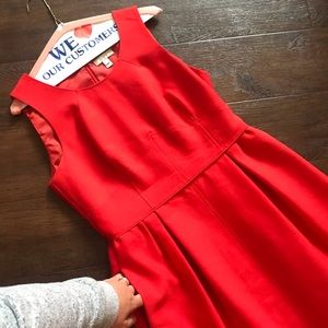 J Crew Silk and Wool Blend Red Dress with Pockets